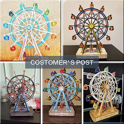 Rowood 3D Puzzles for Adults, Model Kits for Adults, Wooden Music Box,DIY Craft Kits Gifts on Birthday Christmas - Ferris Wheel (232 PCS) - style: Ferris Wheel