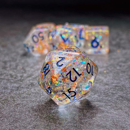 Sage’s Portal Cantrips DND Dice Set - Round Edge Resin 7-PC Polyhedral DND Dice Set for Dungeons and Dragons D&D RPG Tabletop TTRPG (Glitter Copper) - color: Glitter Copper