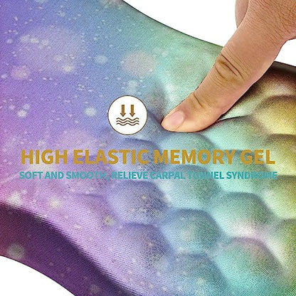 Hokafenle Ergonomic Mouse Pad Wrist Support with Massage Design, Wrist Rest Pain Relief Mousepad with Memory Foam&Non-Slip PU Base, Mouse Pads for Wireless Mouse & Desk (12x8 inch,Rainbow Bubble) - color: HK002-Rainbow Bubble