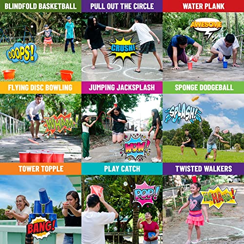 Funwares Original 272 Outdoor Minute of Fun Games - Minute to Win It Family Party & Travel for Kids & Adults, 2-12 Players! Ready to Play Right Out of the Box!