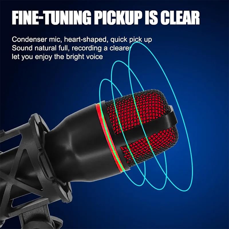 USB Microphone with USB and 3.5mm Interface, Plug and Play Mic with RGB Light and Tripod for Streaming, Gaming, Recording, and Podcast on Desktop Laptop