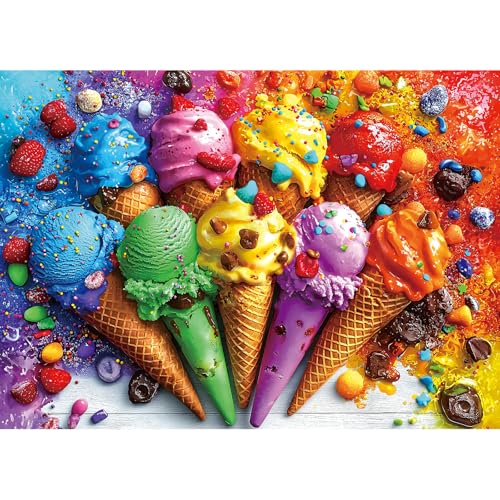 1000 Piece Puzzle for Adults, Ice Cream and Candy Jigsaw Puzzles, Funny Home Decor Puzzle, Perfectly Fitting Pieces, Birthday Party Gift for Adults Seniors 27.5" x 19.7" - color: Ice Cream and Candy