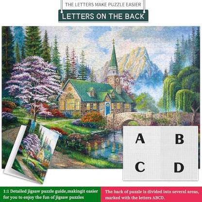 1000 Piece Jigsaw Puzzles for Adults,Beautiful Countryside Puzzle with 1:1 HD Poster, Precise Interlocking, Letter Markings on Back, Dust-Free, Stress Relief & Ideal Family Game Gift - color: Beautiful Countryside