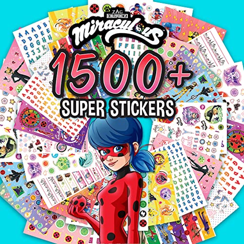 Horizon Group USA Sticker Book with Large and Small Sizes, Kids Stationary for Water Bottle, Notebooks, and Party Favors, Miraculous 1500+ Super Stickers - color: Miraculous