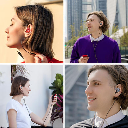 Hidizs MS1 Galaxy IEM Gaming Earphones - Dual Magnetic Engine for Immersive Gaming Sound Wired Earbuds/Inline Mic/Detachable 2-Pin Cable, 3.5mm Plug - color: Red, size: No Mic