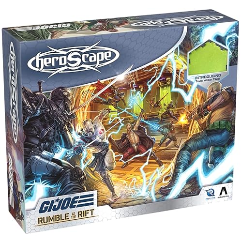 Renegade Game Studios G.I. Joe Heroscape Rumble at The Rift Battle Box | Tactical Military Board Game Featuring 8 Miniatures, Modular Hex Terrain Tiles, and Cobra Fortifications for 2 Players