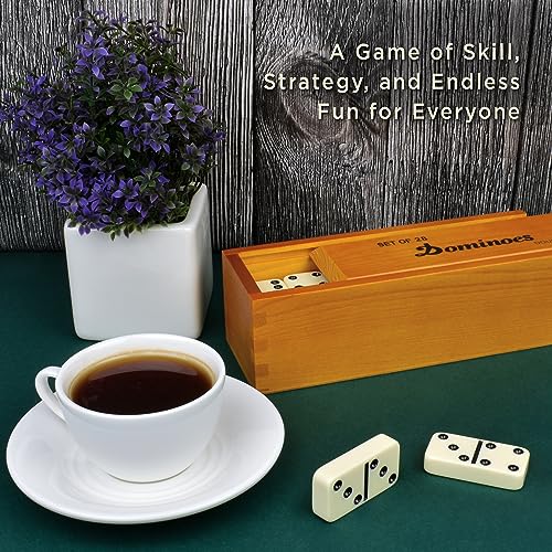 Queensell Jumbo Dominoes Set for Adults and Kids – Domino Set for Classic Board Games – Jumbo Dominoes Double 6 for Travel Games – Dominos Set for Adults 28 Tiles - style: Jumbo