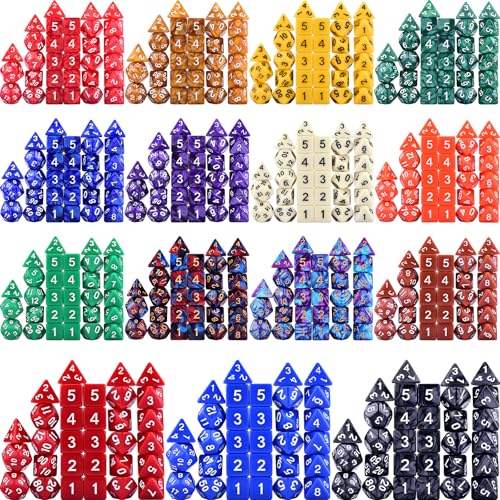 Extended Dice RPG Set | 15 x 31 Polyhedral Dice (465 Piece) for DND5E Tabletop Adventure Games (15 Colors - Classic) - color: 15 Colors - Classic