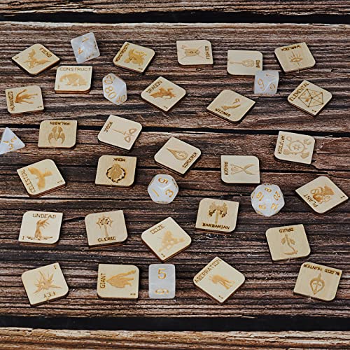 CZYY Fantasy RPG Tokens, 110 Wood Hero and Creature Markers | 98 Numbered Creature & 12 Hero Tokens, Laser-Cut Birch Plywood, Quick Setup for Encounters, Gift for Game Master & RPG Player