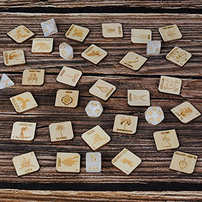 CZYY Fantasy RPG Tokens, 110 Wood Hero and Creature Markers | 98 Numbered Creature & 12 Hero Tokens, Laser-Cut Birch Plywood, Quick Setup for Encounters, Gift for Game Master & RPG Player