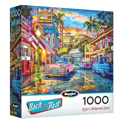 RoseArt - Back to The Past - 1950'S Hollywood Street - 1000 Piece Jigsaw Puzzle for Adults - style: 1950s Hollywood Street