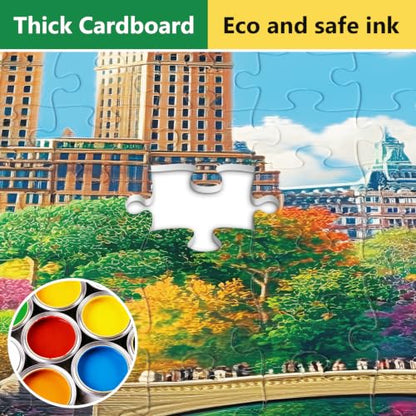 500 Piece Jigsaw Puzzles for Adults Seniors, NY Central Park Nature Puzzle | Lake Sence Bow Bridge Puzzle with Letters on Back,Interlock Perfectly Frameable,Challenging Family Game Great Gifts,20.5x15in - color: Lake View