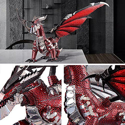 Piececool Black Dragon King 3D Metal Model Building Kits with DIY Tools Set, Challenging 3D Metal Puzzles for Family Time, Great Christmas Birthday New Year Gifts - color: Black Dragon King With Tool