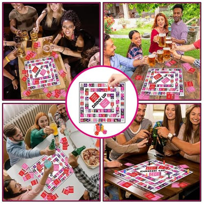 Drinking Board Games for Adults Waterproof Rubber Mat Drink Up Board Games Adult Tipsy Funny Party Interactive Drinking Games Ideal for Game Night Birthday Party Play, Age 21+, 2-8 Players