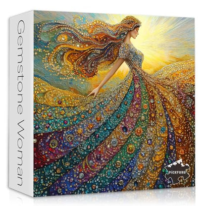 PICKFORU Gemstone Woman Puzzle for Adults 1000 Pieces，Beauty Elegant Lady Jigsaw Puzzle with Colorful Crystal Diamond, Impossible Difficult Hard Challenge for Adults Aesthetic Puzzle - style: Gemstone Woman Puzzle