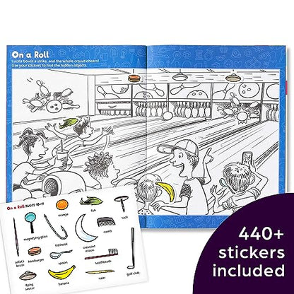 Highlights Hidden Pictures Sticker Challenge Sticker Book Set for Kids Ages 6 and Up, 4-Pack, 64 Pages of Seek and Find Activities, Double as Coloring Books, 440+ Stickers