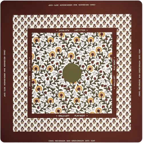Drydiet Mahjong Mat for Table 31.5 x 31.5 Inch American Mahjong Mat with Carrying Bag, Non-Slip Noise Reduction Table Item for Family Poker Domino Board Game Night & Party Use(Block Print Saffron) - style: Autumn Saffron