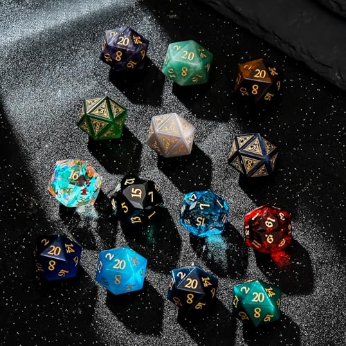 1PCS Gem D20 DND Dice - 25mm 20 Sided CrystalAmethyst D&D Dice for Dungeons and Dragons, RPG, Roleplaying Games MTG Table Games, Handmade Polyhedral Dice (Tiger Eye) - color: D20-tiger Eye