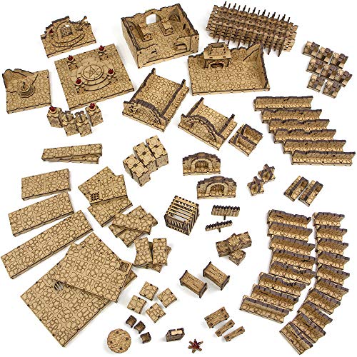 TowerRex Dungeon D&D Terrain, Tabletop Battle Map, DND Accessories, Set for Dungeons & Dragons, Pathfinder, Warhammer, Wargaming Terrain, TTRPG Scenery Kit for 28mm 32mm Miniatures