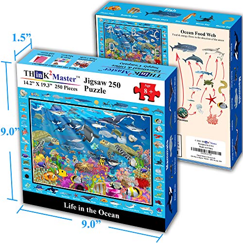 Think2Master Ocean Life 250 Pieces Jigsaw Puzzle. Great Gift Item. 14.2” X 19.3” - style: Life in the Ocean