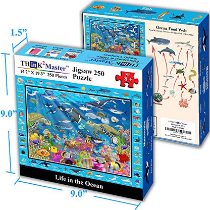 Think2Master Ocean Life 250 Pieces Jigsaw Puzzle. Great Gift Item. 14.2” X 19.3” - style: Life in the Ocean