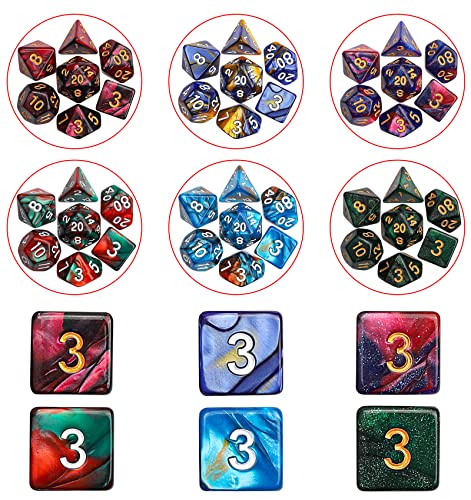 CiaraQ 182pcs Polyhedral Dice Set for Dungeon and Dragons MTG Table Games | 26 Acrylic Role Playing Dice sets for D&D with Large Drawstring Bag. 7 per set (D4-D20), Lightweight & durable. Ages 14+. - color: 26 Colors-classic Font