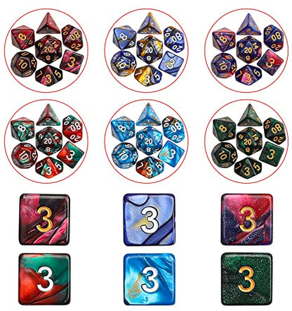 CiaraQ 182pcs Polyhedral Dice Set for Dungeon and Dragons MTG Table Games | 26 Acrylic Role Playing Dice sets for D&D with Large Drawstring Bag. 7 per set (D4-D20), Lightweight & durable. Ages 14+. - color: 26 Colors-classic Font