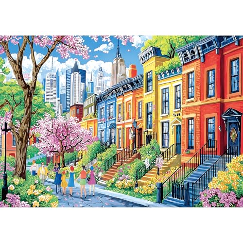 1000 Piece Puzzles for Adults, Jigsaw Puzzle of Colorful Urban Alley, Funny Puzzle, Perfectly Fitting Pieces, Home Decor Birthday Party Gift for Adults Seniors 27.5" x 19.7" - color: Colorful Urban Alley