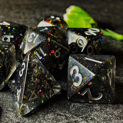 Sage’s Portal Cantrips DND Dice Set - Round Edge Resin 7-PC Polyhedral DND Dice Set for Dungeons and Dragons D&D RPG Tabletop TTRPG (Mica Glitter) - color: Mica Glitter