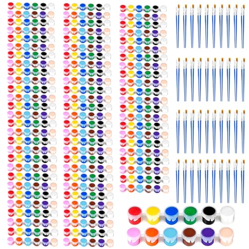 40 Pack Mini Acrylic Paint Set, 12 Colors Washable Paint Strips for Kids & Adults - Includes 80 Brushes, 480 PCS kids Paint Kits for Easter Eggs, Birthday, Classroom Party，school supplies - size: 1 Count (Pack of 40)