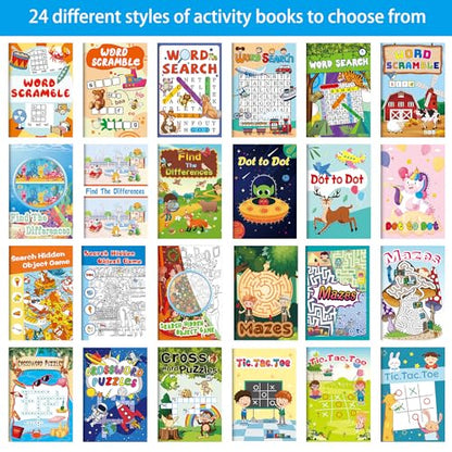 Kalysky 24 Mini Activity Books for Kids 4-12,Mazes,Dot to Dot & Word Games,Party Favors - color: 24 Activity Books