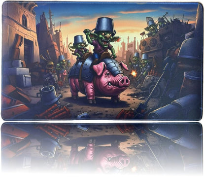 Foxtrot Designs MTG Playmat, 24in x 14in, Premium Stitched Edges, Non-Slip Bottom for MTG and Other TCGs. TCG Play Mat, Desk Mat, Goblin Design (Hog Goblin) - color: Hog Goblin