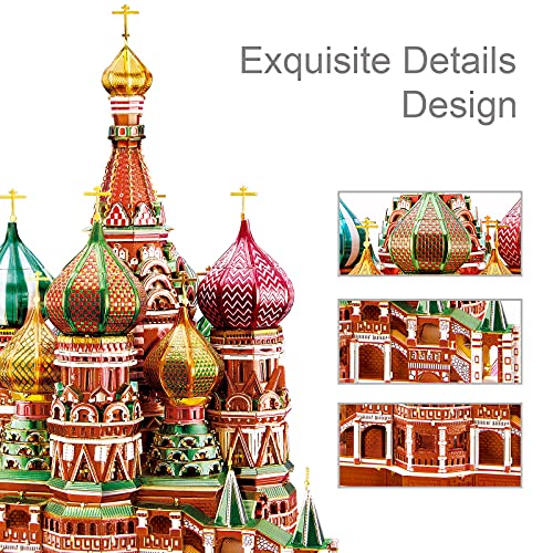 Piececool 3D Metal Puzzle Model Kits Saint Basil’s Cathedral Metal Building Kit for Adults, Brain Teaser DIY Model for Teens Man Woman Family-711 Pcs - color: Multicolors