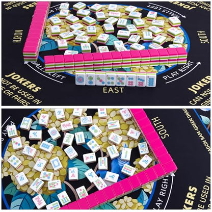 TIASUSAN American Mahjong Learning Mat (Black, 33” x 33”) with Carrying Bag, Anti-Slip, Noise-Reducing Mahjong Mat for Table - color: Black