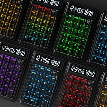 Redragon K733 PRO Wireless Gasket RGB Number Pad, 22 Keys Mechanical Numpad w/PC & Calculate Modes, 10 Digits Calculator Display, Knob Control, 5-Layer Noise Dampening, Creamy Custom Linear Switch - color: Black K733 PRO, size: Wireless