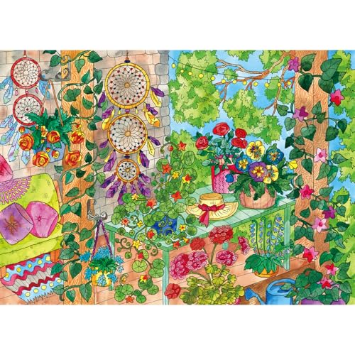Sunny Bloom Puzzles for Adults 1000 Pieces, Puzzles with Letters on Back, Impossible Hard Difficult Challenging, Precise Interlocking Pieces, Home Wall Decoration & Ideal Gift - color: Sunny Bloom