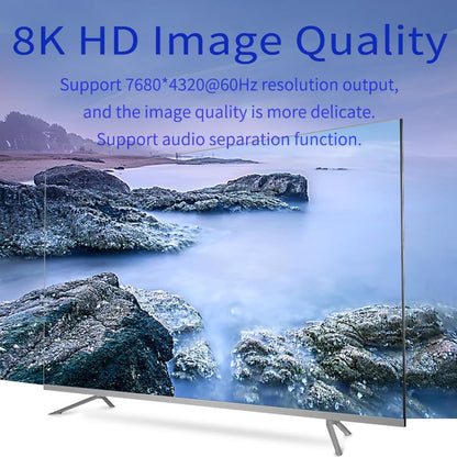 8K HDMI Splitter 1 in 2 Out 4K 120hz，HDMI 2.1 Splitter 1x2 8K 60Hz, Downscaler EDID Mode, with Spdif, 3.5mm Audio Out, Compatible with Xbox Series X, PS4 Pro, PS5, Blu-ray Player