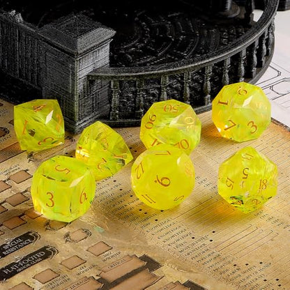 Natural Gemstone Crystal Polyhedral Dice Set for Dungeons and Dragons, RPG, Tabletop Games, 7-Piece (LS-8) - color: Ls-8