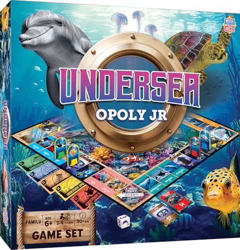 MasterPieces 어린이 및 가족 보드 게임 - Undersea Opoly Jr. - 어린이 및 가족을 위한 공식 라이선스 보드 게임 - style: 해저