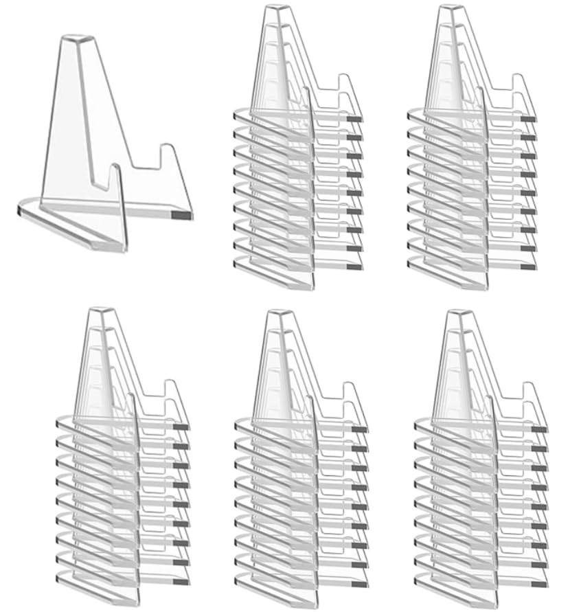 50 Packs Card Display Stand, 2.2 inch Acrylic Easel Mini Card Stand for Sports Graded Trading Baseball Football Card