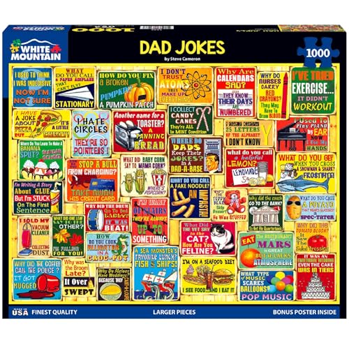 White Mountain 1000 Piece Jigsaw Puzzle Fathers Day Humor Collage Puzzles with Large Pieces Gift for Adults and Family 24"x30" - Dad Jokes