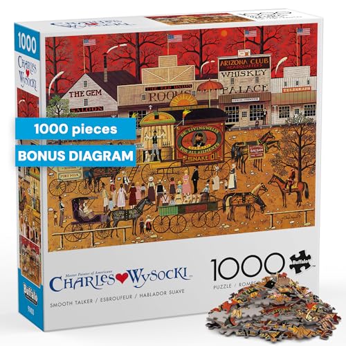 Buffalo Games – Charles Wysocki - Smooth Talker -1000 Piece Jigsaw Puzzle -Colorful Puzzles for Adults – Precision-Cut Pieces, Beautiful Artwork, and Hours of Fun