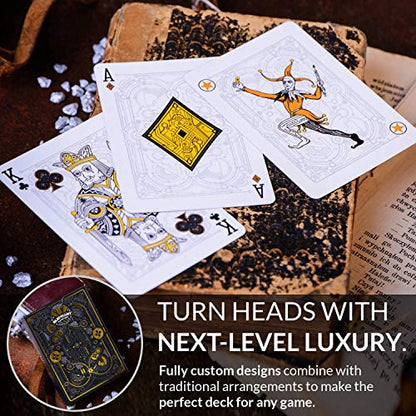 Cyberpunk Gold Playing Cards, Cardistry Decks, White Deck of Playing Cards for Kids & Adults, Cool Playing Cards with Card Game e-Book, Unique Playing Cards for Poker, Cyberpunk Cards - color: Gold