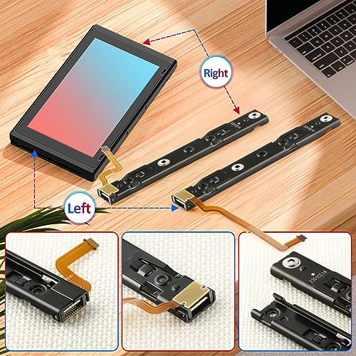 Left and Right Slide Rail for Nintendo Switch Console Slide Rail Bar Replacement with Flex Cable for NS Nintendo Switch Console Rebuild Track Accessories Repair Parts(with Console Screws)