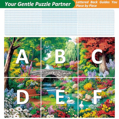300 Piece Puzzle for Adults,Riverside Animal Puzzle for Kids Teen Adults,Spring Flower Landscape Jigsaw Puzzle 300 Piece,Interlock Perfectly Letter on Back,Family Activity Game Nights Gifts,20.5x15 in - color: White Swan