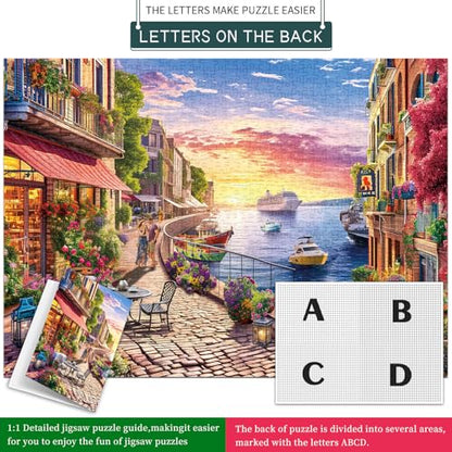 Jigsaw Puzzles for Adults 1000 Pieces, Interlock Perfectly No Dust, Impossible Difficult Hard Fun 1000 Piece Jigsaw Puzzles for Adults-1:1 Poster-Streets Scene - color: Streets Scene