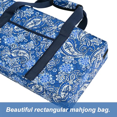 ZGME American Mahjong Set,166 White Tiles with Blue Bag and Accessories,4 Transparent All-in-One Mahjong Racks with Pushers,Complete Mahjong Set - color: Deep Blue