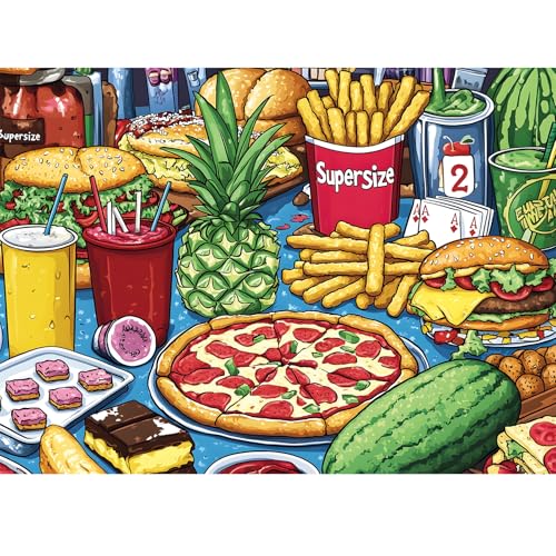 300 Piece Puzzles for Adults,Unique Delicious Food Hamburger Jigsaw Puzzle | Interlock Perfectly Letter on Back No Dust,Home Wall Art Decor,Challenging Perfect Birthday Party Gift for Family, 20.5x15 In - color: Pizza