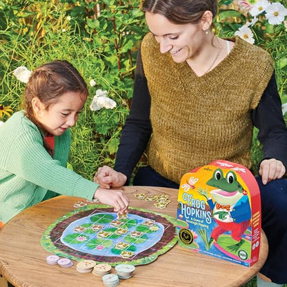 eeBoo Frog Hopkins Shaped Board Game - Award Winning Spatial Strategy & Frog Hopping Game, Screen-Free Fun for 2-4 Players, Kids Ages 4 and up - style: Frog Hopkins