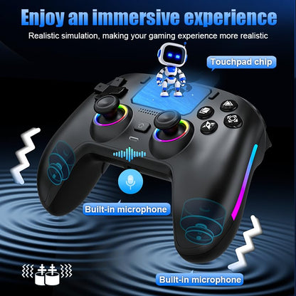 Wireless Pro Controller For PS5/PC/MAC/iOS/Android/Steam Deck, Gamepad with RGB Lights/Hall Effect Joystick Trigger/Vibration/switchable microphone/Programmable/Headset Jack/Touchpad/Replaceable Magnetic Panel (Black) - color: Black